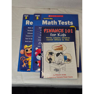 Scholastic Grade 5 Reading, Math, and Finance Books Blue Red One Size